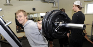 Foto: Hokeja izlases pirmais treniņš