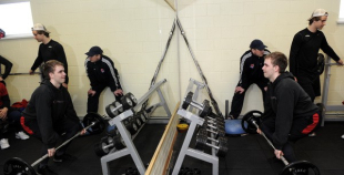 Foto: Hokeja izlases pirmais treniņš