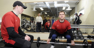 Foto: Hokeja izlases pirmais treniņš