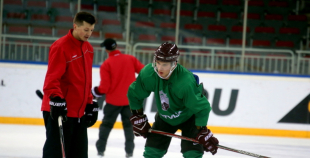 Latvijas hokeja izlases aizvada pirmo treniņu "Arēnā Rīga"