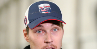 FOTO: Merzļikins un Latvijas hokeja izlases treniņš