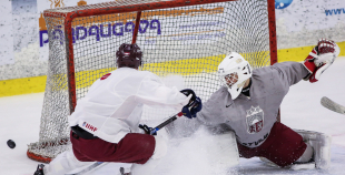 FOTO: Latvijas U-20 hokeja izlases treniņš (02.12)