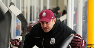 FOTO: Merzļikins un Latvijas hokeja izlases treniņš