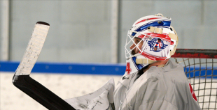 FOTO: Merzļikins un Latvijas hokeja izlases treniņš