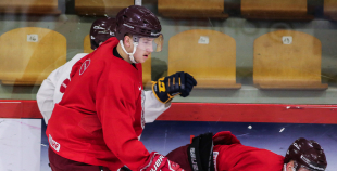 FOTO: Latvijas U-20 hokeja izlases treniņš (02.12)