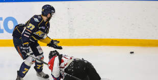 FOTO: "Kurbads" pagarinājumā izcīna uzvaru Latvijas čempionāta pirmajā finālspēlē