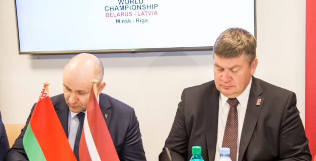 Latvijas Hokeja federācija un Baltkrievijas Hokeja federācija paraksta līgumu par 2021.gada PČ organizēšanu